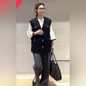 Boutique Something Like Me Black Tweed Vest Preppy Classic Academia